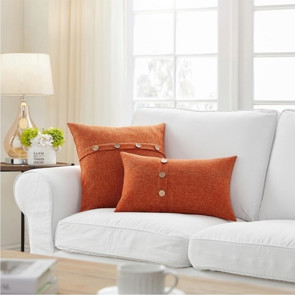 Farmhouse Mid Century Modern Bohemian Decorative Rust Orange Pillow Case Cover - Picture 2 of 16